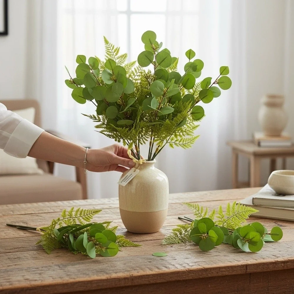 Artificial Mixed Eucalyptus Fern Berries Greenery Branches Stems 30 Bundles